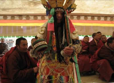 Trungpa XII Rinpoche performing the Chakrasamvara Dance at Surmang  2007 photo by Khenpo Tsering Gyurme